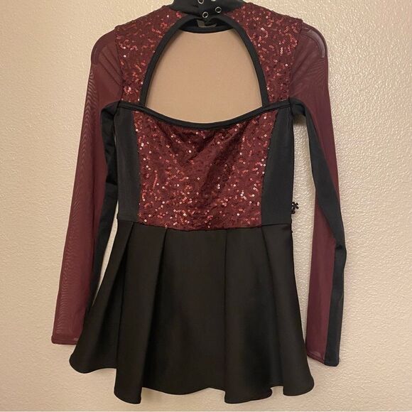 WEISSMAN Dance Costume burgundy red rhinestone Got My Eyes On You 13807 MC - Picture 3 of 6